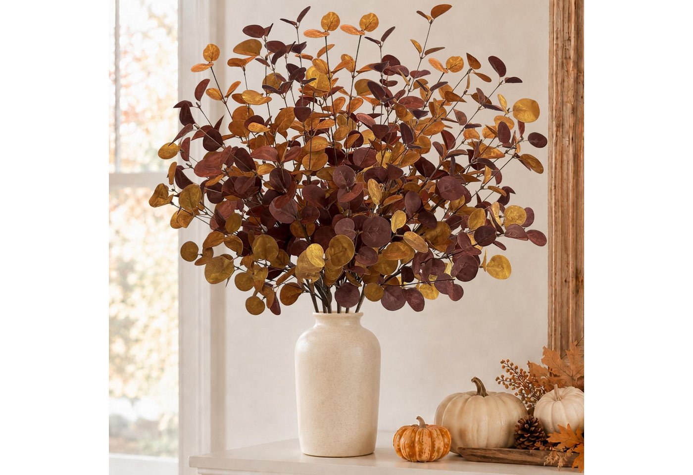 Kunstzweig Herbstdekoration: 6 Eukalyptus-Herbstzweige, jeweils (26,7 Zoll) lang, Bomiclss, Künstliche Herbstzweige für Tischdeko, Gestecke & Thanksgiving – Bild 2 von 5
