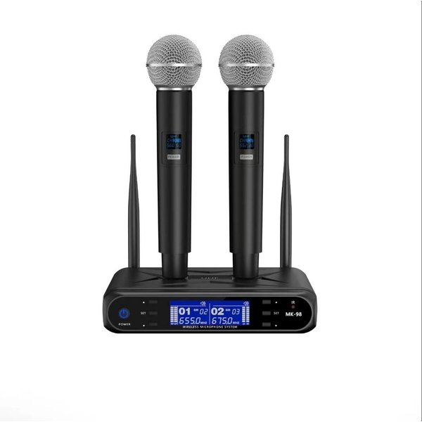 Bomiclss Mikrofon Dual Mikrofon Kabellos System, Funkmikrofon drahtloses Karaoke Mikro, Set Wireless Microphone mit Empfänger für Hochzeit Party Kirche