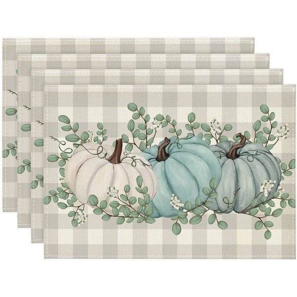 Bomiclss Platzset Herbst 4er Set, Tischsets mit Kürbis und Eukalyptusblättern, (4-St), Tischdekoration für Küche und Esszimmer