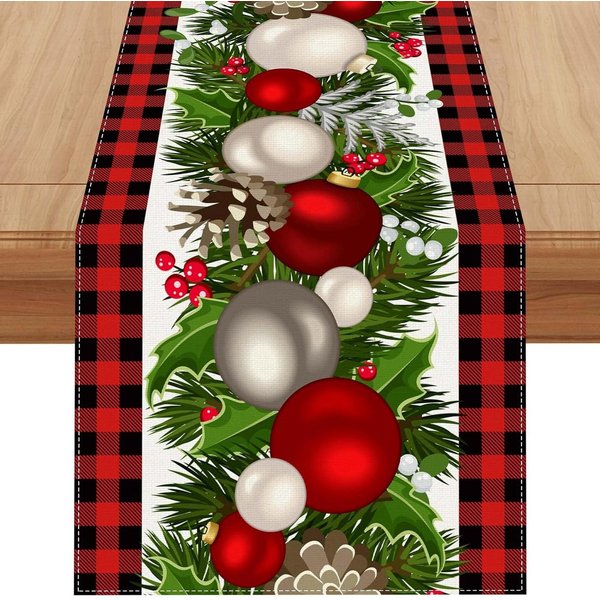 Bomiclss Tischläufer Weihnachten Tischläufer, Saisonnal Winter Küche Tisch Dekoration, Drinnen Urlaub Party Dekor 40x140 cm