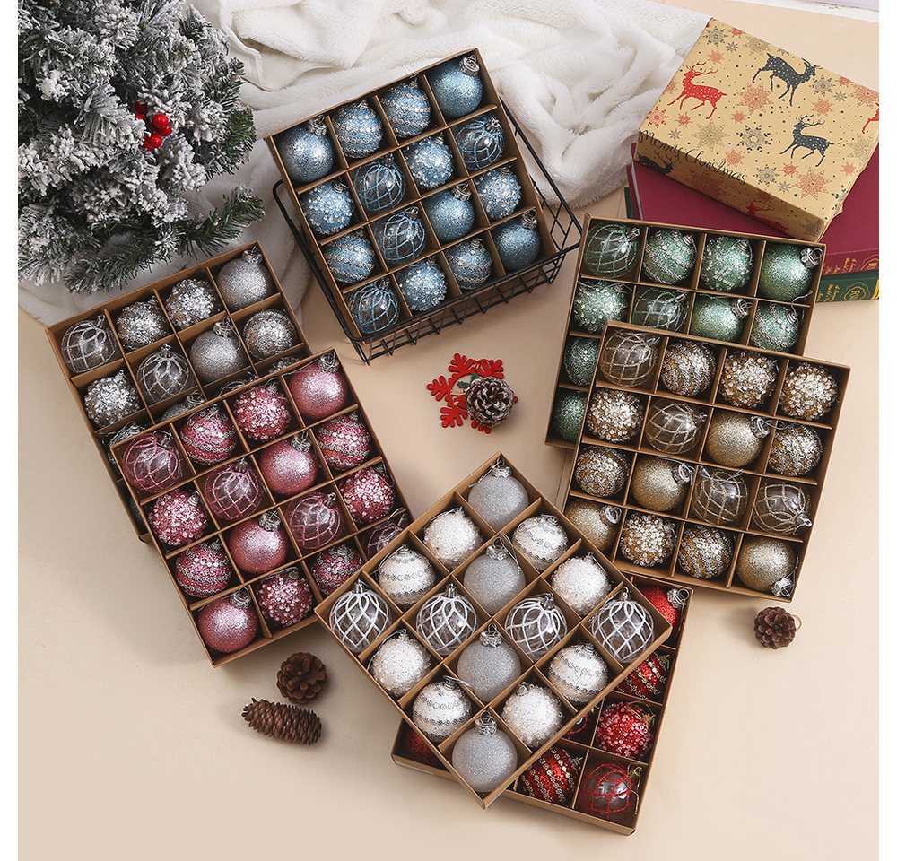 Bomiclss Weihnachtsbaumkugel 16-tlg. Weihnachtskugel-Set, bunte Weihnachtsbaumdekoration – Bild 2 von 5