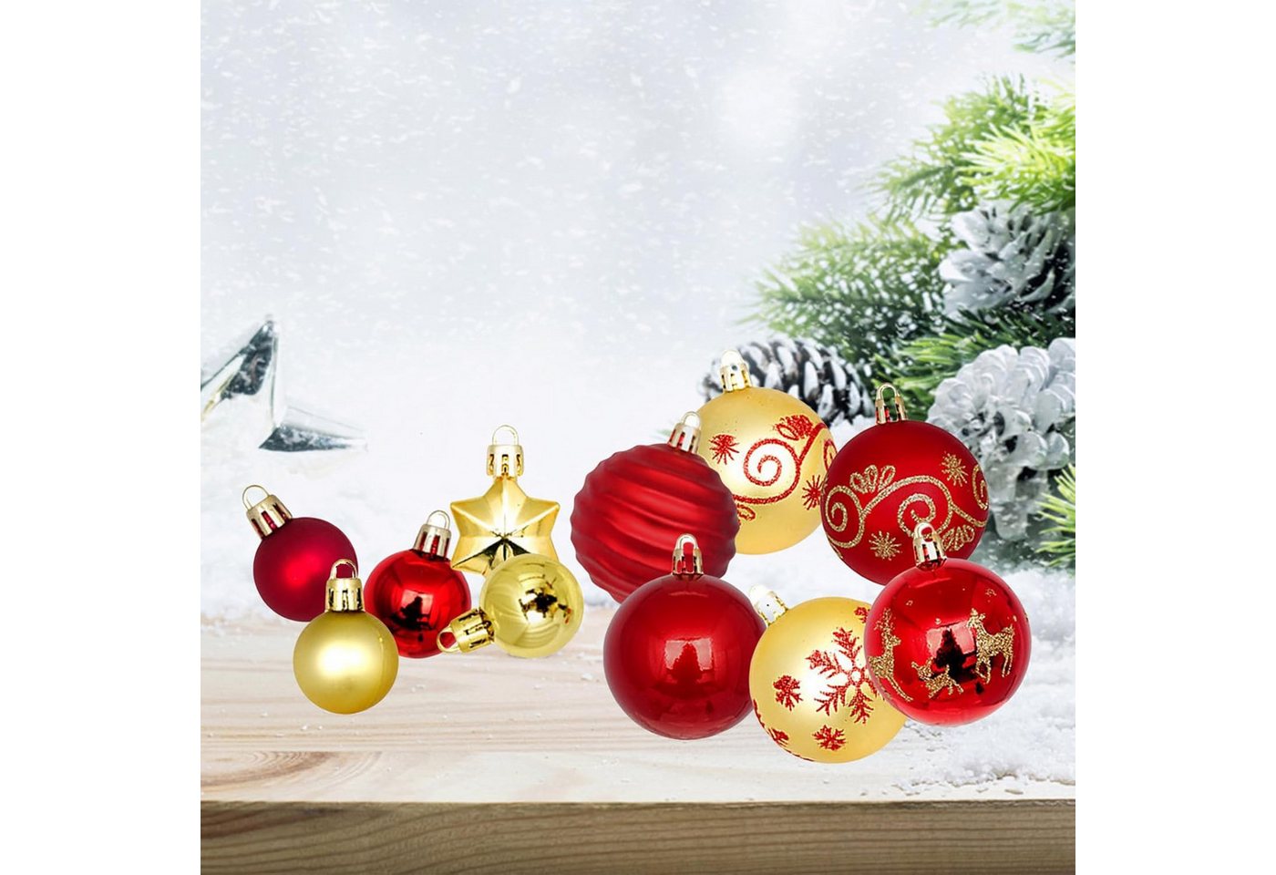 Bomiclss Weihnachtsbaumkugel 44 Stücke Weihnachtskugeln Kunststoff Christbaumkugeln – Bild 4 von 5