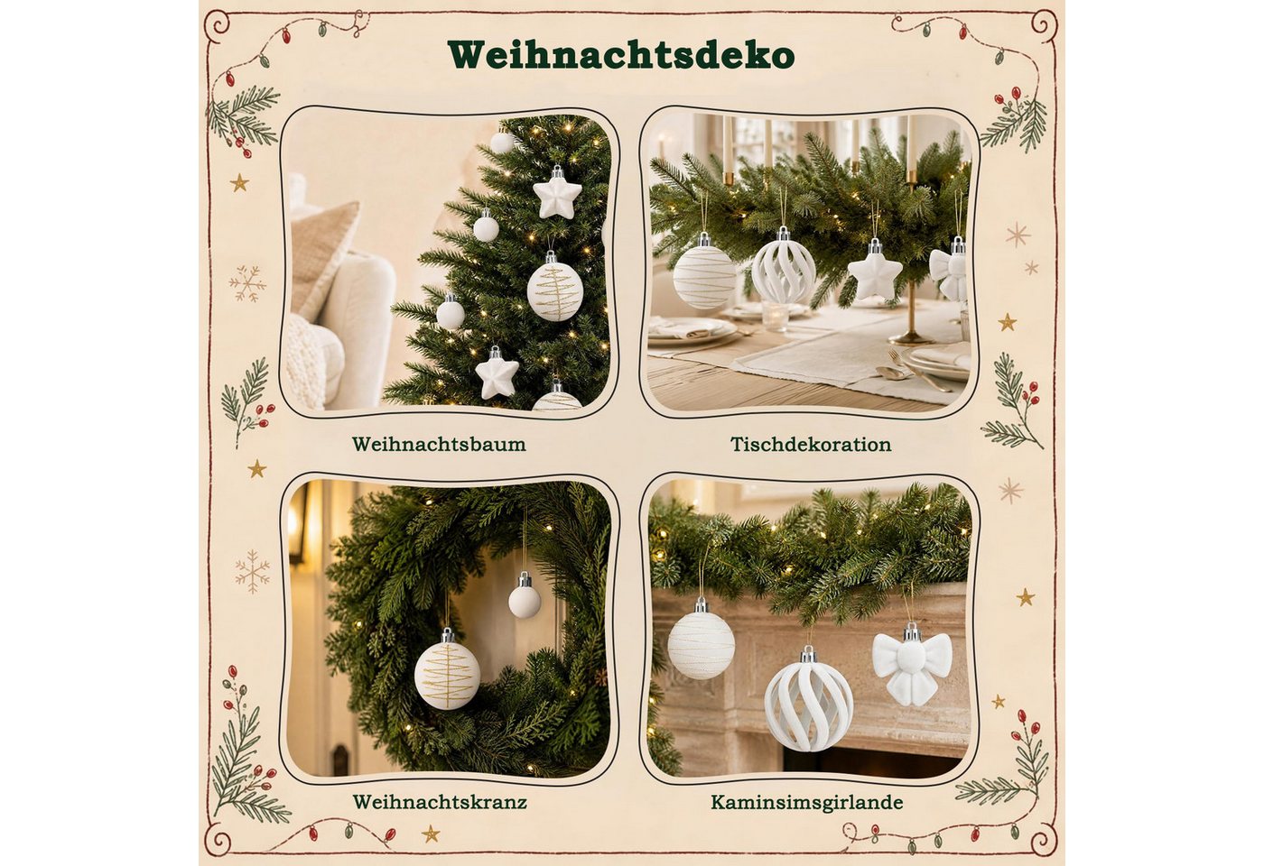 Bomiclss Weihnachtsbaumkugel Weihnachtsdeko Weihnachtskugeln 35-teiliges Set,Weihnachtsbaumschmuck (35 St), für Innen oder Außen Weihnachtsbaum – Bild 5 von 5