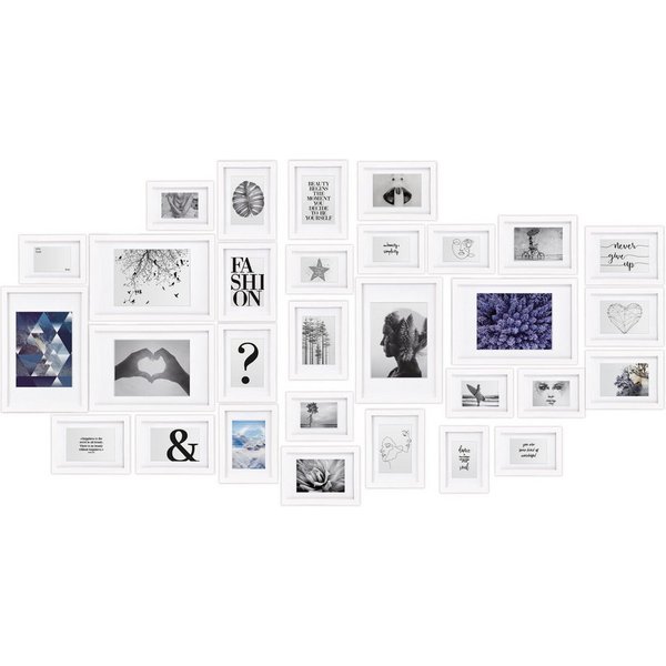 bomoe Bilderrahmen 30er Bilderrahmen Set - 10x 10x15, 15x 13x18, 5x 20x30, Weiß, 10x 10x15, 15x 13x18, 5x 20x30 cm Fotorahmen Collage Bilderrahmen