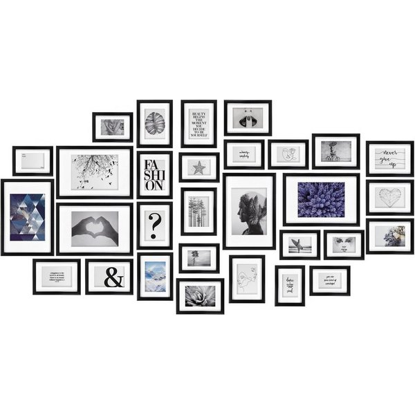 bomoe Bilderrahmen 30er Bilderrahmen Set - 10x 10x15, 15x 13x18, 5x 20x30, Schwarz, 10x 10x15, 15x 13x18, 5x 20x30 cm Fotorahmen Collage Bilderrahmen