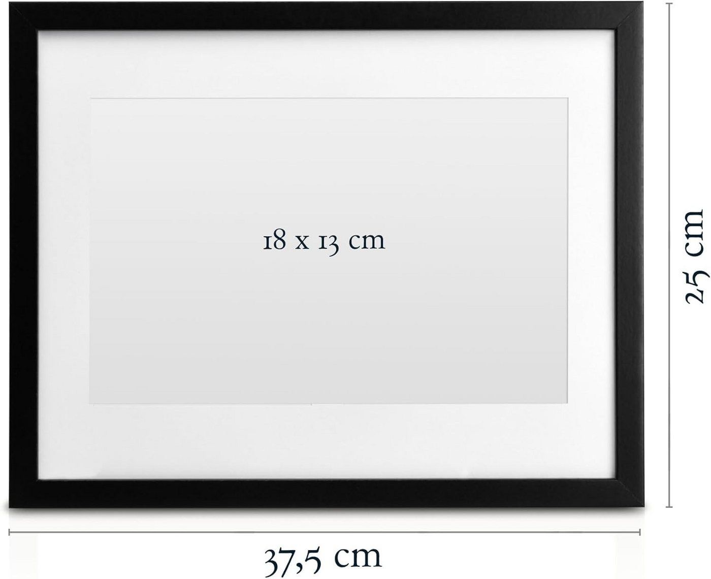 bomoe Bilderrahmen 4x Bilderrahmen Schwarz Galeria, 13x18cm, Kunststoffglas, Metall-Aufhängung & Passepartout Multirahmen Holz – Bild 2 von 5