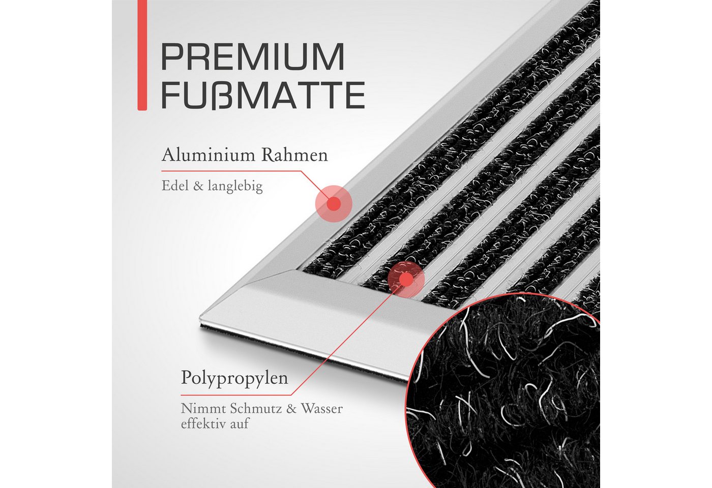 bomoe Fußmatte Fußmatte Außen AluGant, 40x60cm, Silber, Höhe: 1 mm, rutschfest Rostfrei Fussabtreter Aussenbereich Outdoor-Fußmatte – Bild 2 von 4