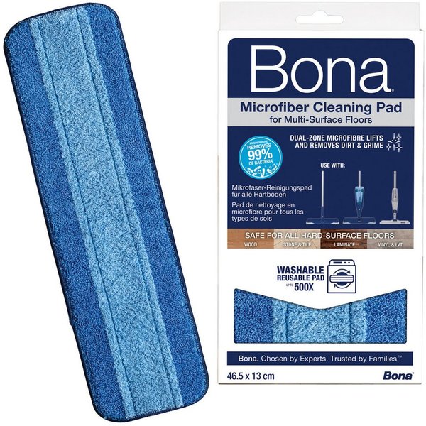 Bona Mikrofaser Reinigungs-Pad, Wischbezug Ersatzpad, Ersatzbezug Wischbezug (Reinigungs-Pad, 13.5x25.5 cm, 1-tlg., Maschinenwaschbar, Befestigung mit Klettober