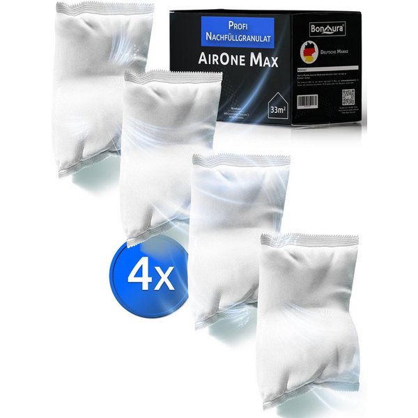 BonAura Luftentfeuchter-Nachfüllpack Entfeuchter Granulat im Vliesbeutel, 2er oder 4er Set, 980g pro Stk., Geruchsneutral
