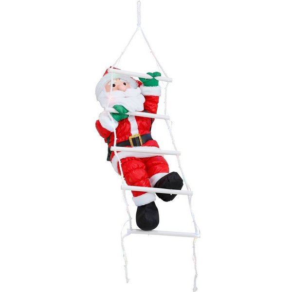 BONETTI LED Dekofigur Weihnachtsmann kletternd mit Leiter, LED fest integriert, RGB, mit 30 bunten LEDs, Weihnachtsdeko aussen