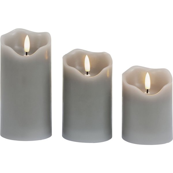 BONETTI LED Dekolicht Weihnachtsdeko, 3er Set, Timerfunktion, Warmweiß, LED-Kerze mit 3D Flamme und Timer