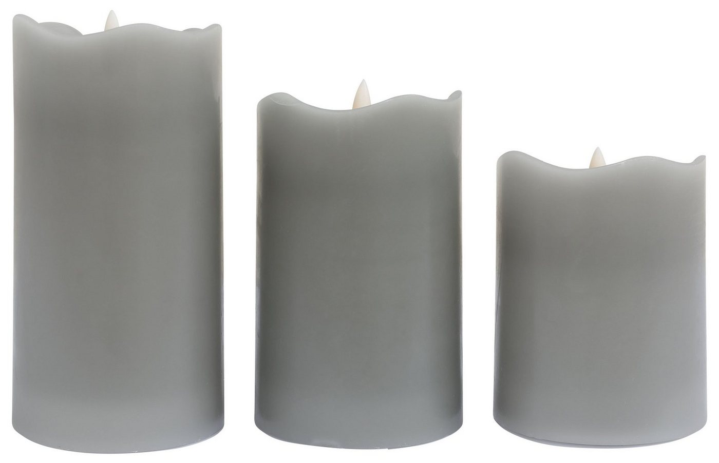 BONETTI LED Dekolicht Weihnachtsdeko, 3er Set, Timerfunktion, Warmweiß, LED-Kerze mit 3D Flamme und Timer – Bild 2 von 5