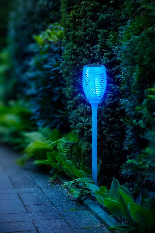 BONETTI LED Gartenfackel, Tageslichtsensor, LED fest integriert, LED Solar Gartenfackel mit realer Flamme – Bild 4 von 5