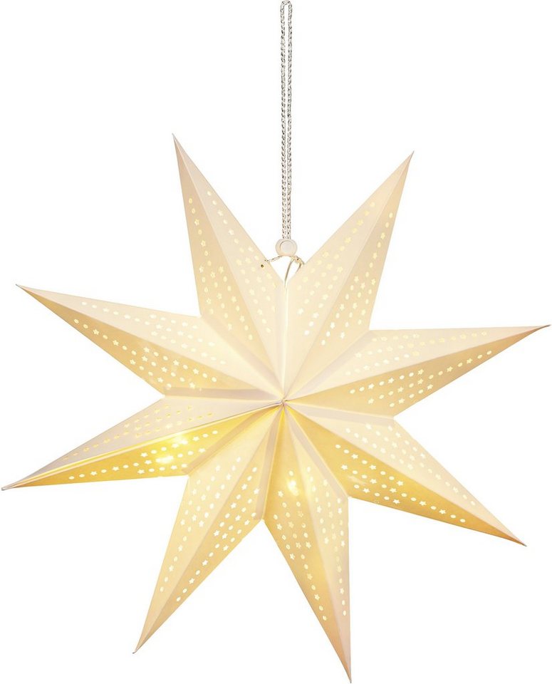 BONETTI LED Stern Weihnachtsstern, LED fest integriert, Warmweiß, Ø ca. 45 cm, Papierstern, mit 9 Spitzen, Weihnachtsdeko – Bild 2 von 5
