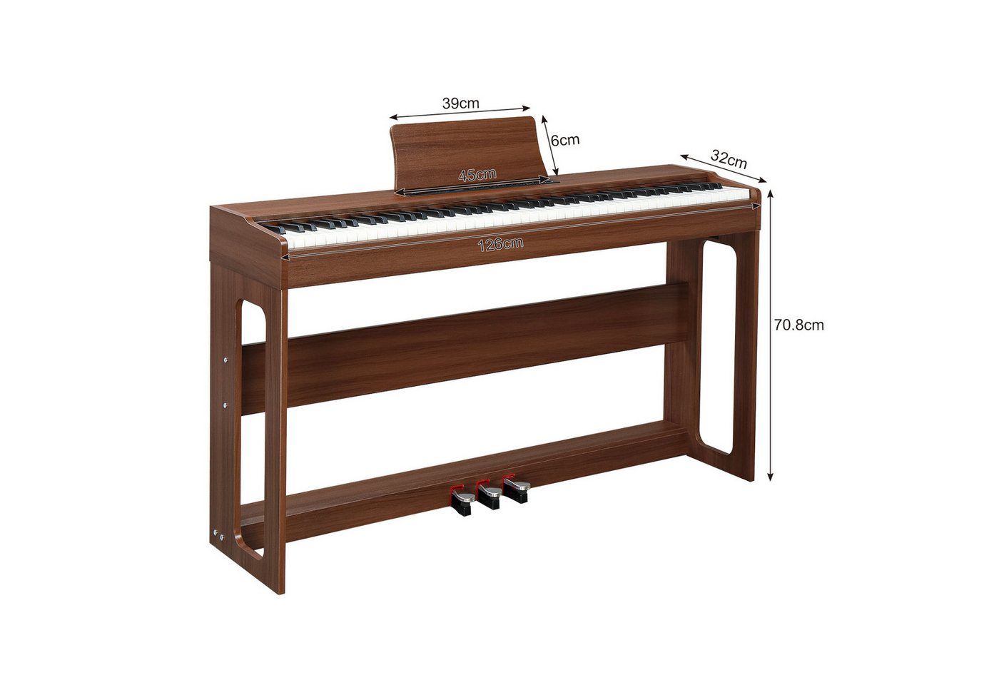 Bonnlo Digitalpiano 88 Tasten, vollgewichtete Tastaturen mit Klavierständer (1-St), Kopfhörermodus, Dual-Bluetooth, anpassbare Anschlagdynamik – Bild 2 von 5