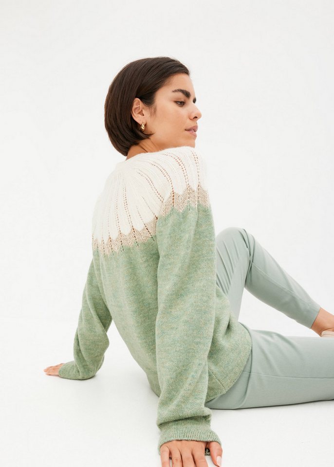 bonprix Ajourpullover aus Polyacryl, Polyester und metallisierten Fasern, mehrfarbige Optik – Bild 2 von 5
