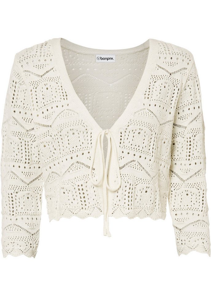 bonprix Ajourstrickjacke bequeme Passform, 3/4-Ärmel, Ajour-Bolero – Bild 5 von 5