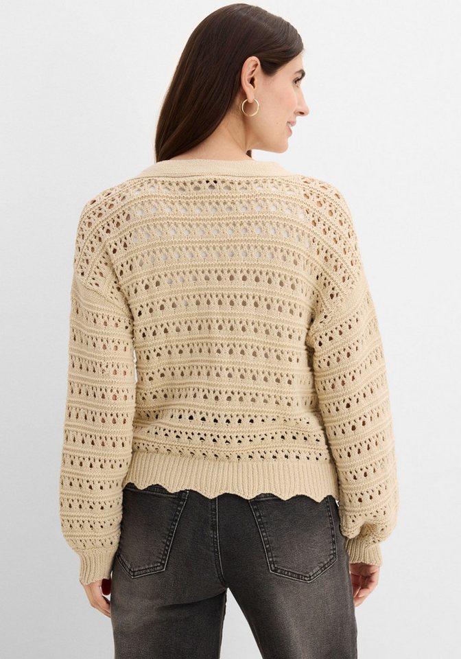 bonprix Ajourstrickjacke Oversize-Passform, mit Lochstrickmuster, im Casual Stil – Bild 2 von 5