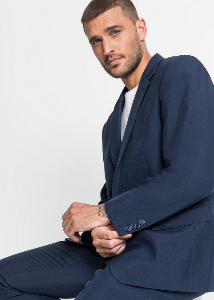 bonprix Anzug (Set, 2-tlg) zweiteiliges Set mit Sakko und Hose, aus Polyester, Casual Stil – Bild 4 von 5