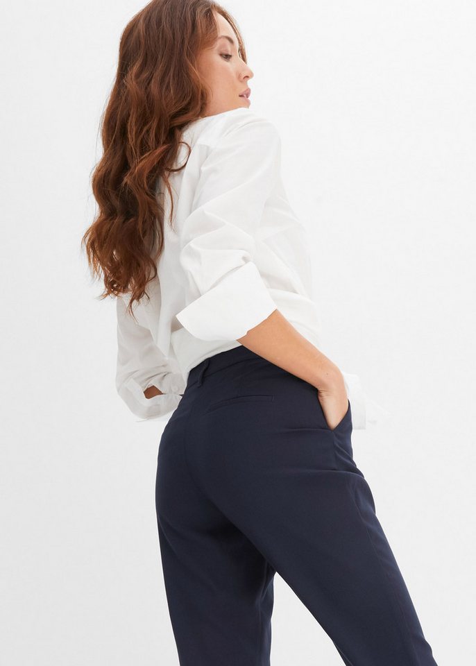 bonprix Anzughose Slim fit Passform, mit Stretchanteil, mit Bügelfalte – Bild 4 von 5