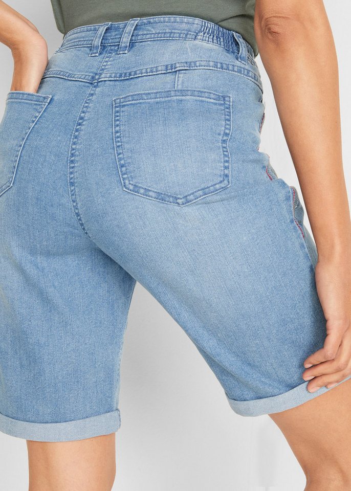 bonprix Bermudas aus Baumwolle, Polyester und Elasthan, regular fit, mit Stickerei – Bild 4 von 5