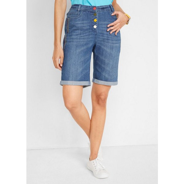 bonprix Bermudas aus Baumwolle, Polyester und Elasthan, regular fit, mit Stickerei