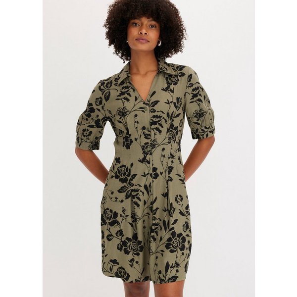 bonprix Blusenkleid aus Viskose, mit Knopfleiste, ausgestellte Passform, mit 3/4-Ärmeln