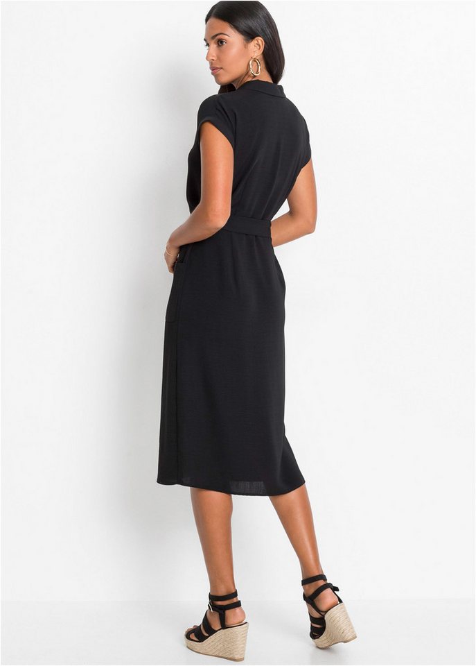 bonprix Blusenkleid eleganter Stil, mit kurzem Arm, mit Reverskragen – Bild 2 von 5