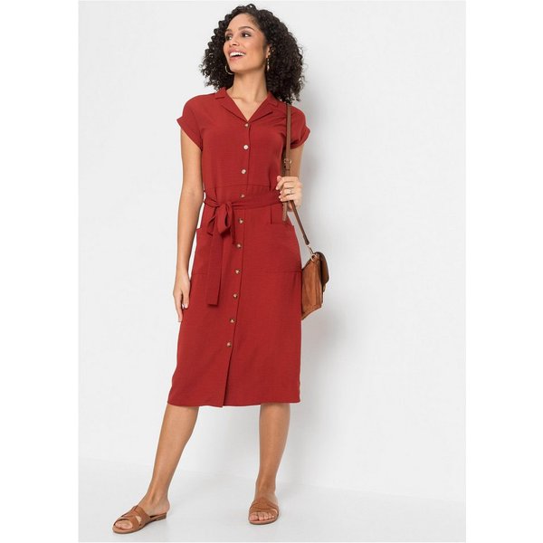 bonprix Blusenkleid eleganter Stil, mit kurzem Arm, mit Reverskragen