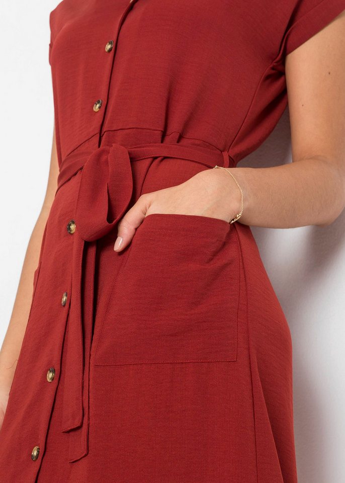 bonprix Blusenkleid eleganter Stil, mit kurzem Arm, mit Reverskragen – Bild 4 von 5