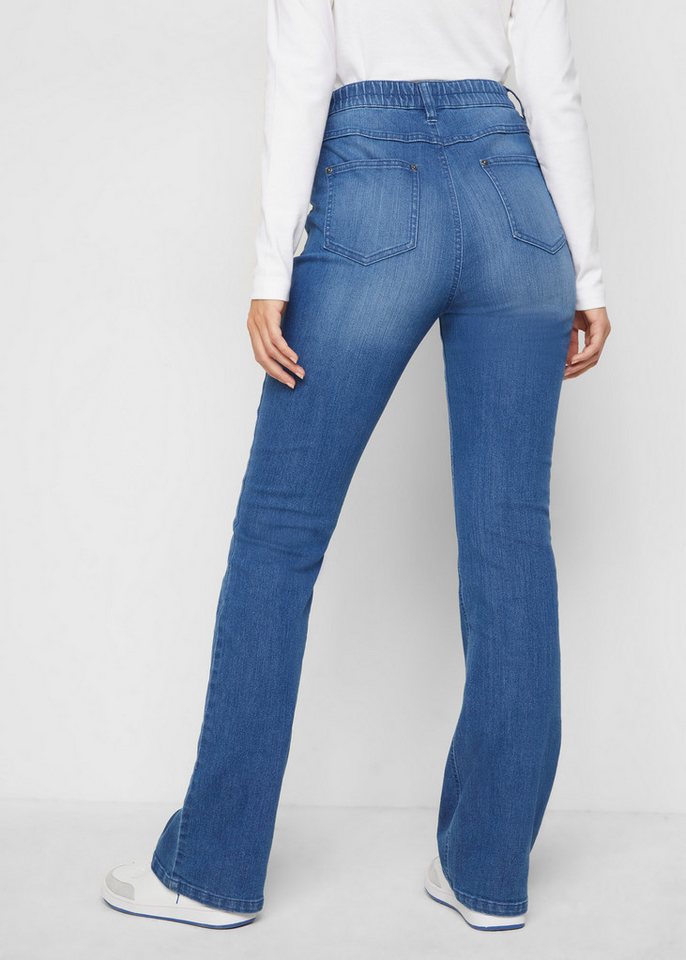 bonprix Bootcut-Jeans Slim Fit Passform, High Waist, mit Stickerei – Bild 2 von 5