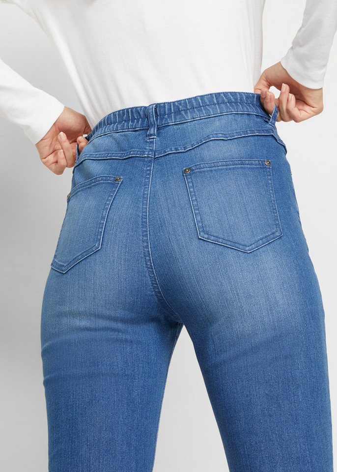 bonprix Bootcut-Jeans Slim Fit Passform, High Waist, mit Stickerei – Bild 4 von 5