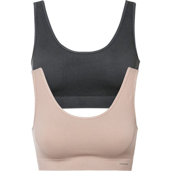 bonprix Bustier (Packung, 2-tlg) nahtlose Verarbeitung, elastisches Material, geripptes Design