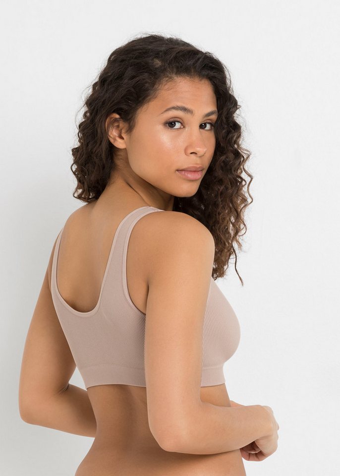 bonprix Bustier (Packung, 2-tlg) nahtlose Verarbeitung, elastisches Material, geripptes Design – Bild 3 von 5