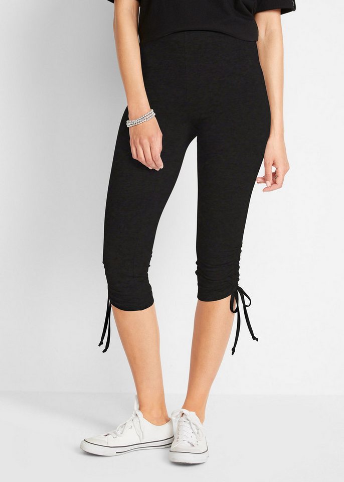 bonprix Caprileggings (Packung, 2-tlg) Skinny Fit, aus elastischem Material mit hohem Baumwollanteil – Bild 2 von 5