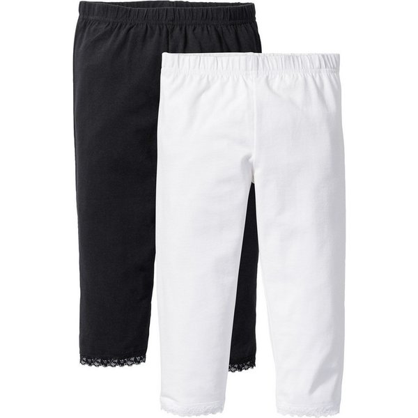 bonprix Caprileggings (Packung, 2-tlg) aus Baumwolle und Elasthan, mit elastischem Komfortbund, unifarben