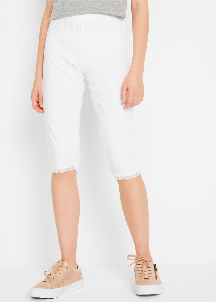 bonprix Caprileggings (Packung, 2-tlg) aus Baumwolle und Elasthan, mit elastischem Komfortbund, unifarben – Bild 2 von 5