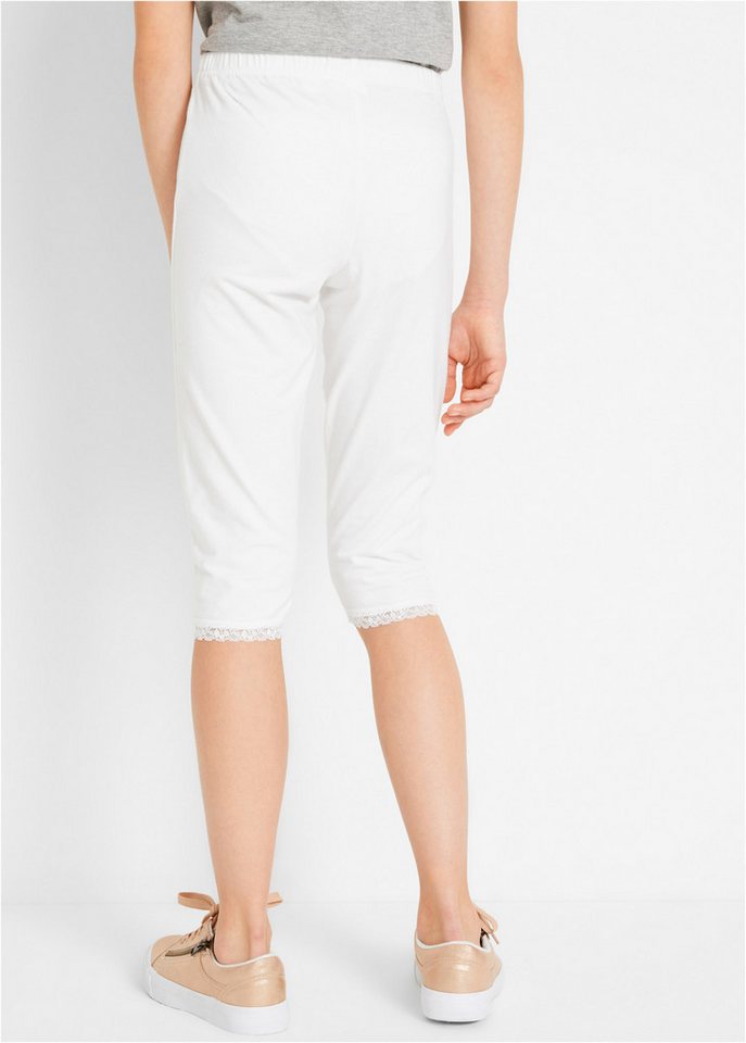 bonprix Caprileggings (Packung, 2-tlg) aus Baumwolle und Elasthan, mit elastischem Komfortbund, unifarben – Bild 3 von 5