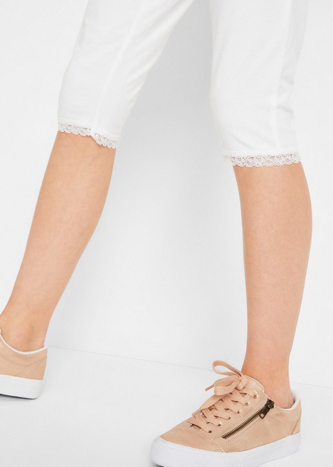 bonprix Caprileggings (Packung, 2-tlg) aus Baumwolle und Elasthan, mit elastischem Komfortbund, unifarben – Bild 4 von 5