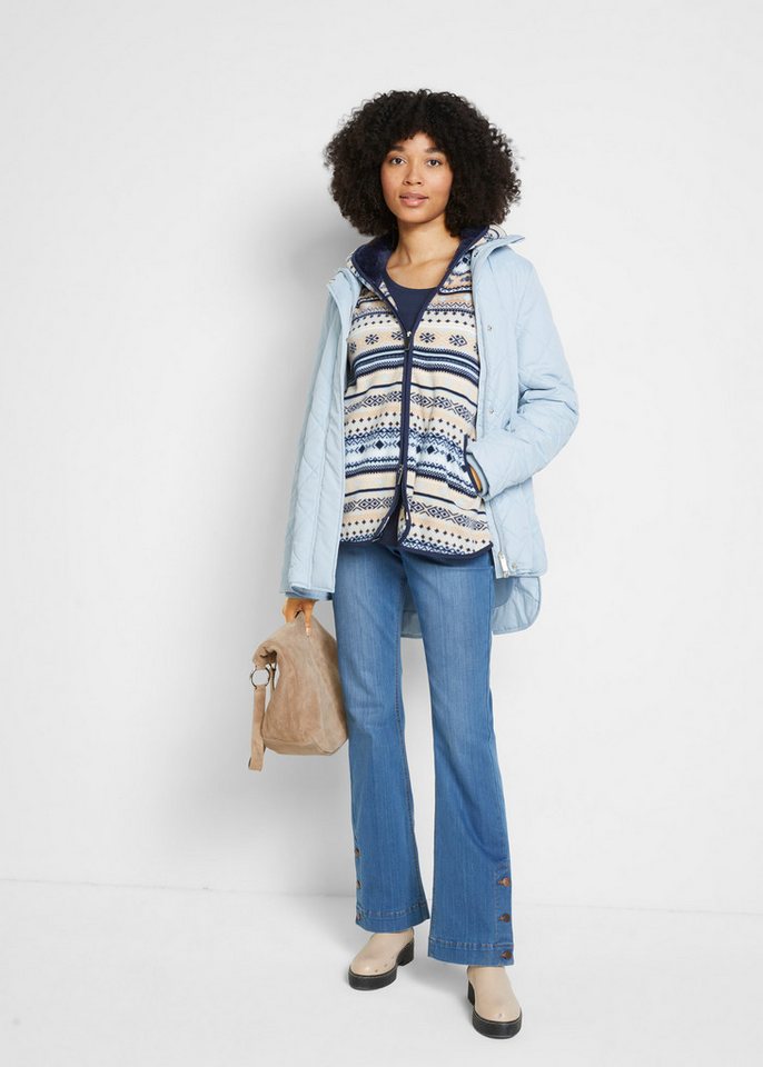 bonprix Fleecejacke mit Norweger-Muster, mit Kapuze, kuscheliges Material – Bild 4 von 5