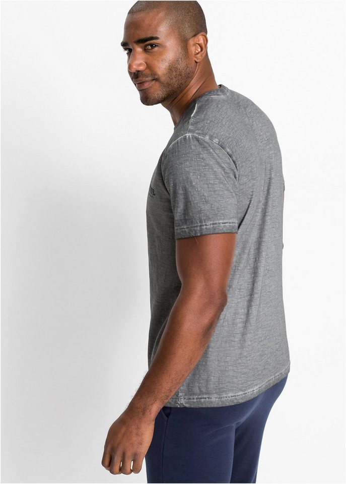 bonprix Henleyshirt Regular fit, Kurzarm, aus Baumwolle, Fade Out Look – Bild 2 von 5