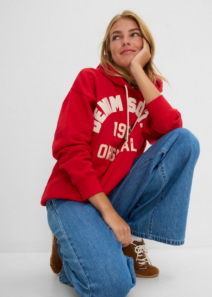 bonprix Hoodie Oversize-Passform, mit Druck, Langarm, aus Baumwolle, im Casual-Stil – Bild 3 von 5