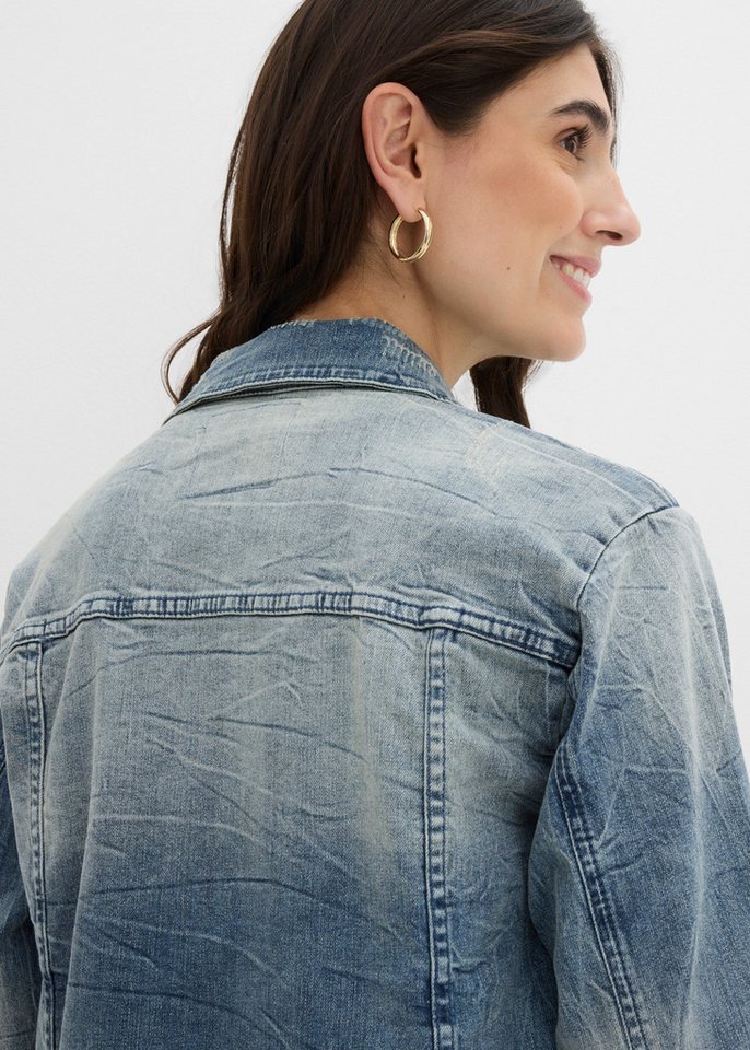 bonprix Jeansjacke lange, bequeme Passform, mit Eingriffs- und Brusttaschen – Bild 5 von 5