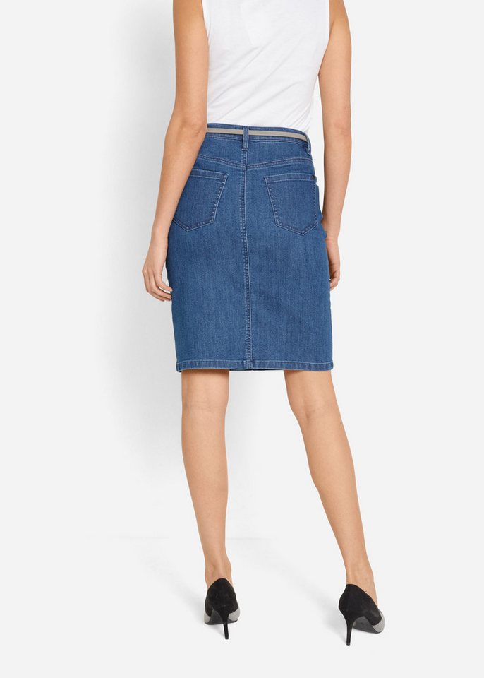 bonprix Jeansrock aus elastischem Material, körpernahe Passform, unifarben – Bild 2 von 5