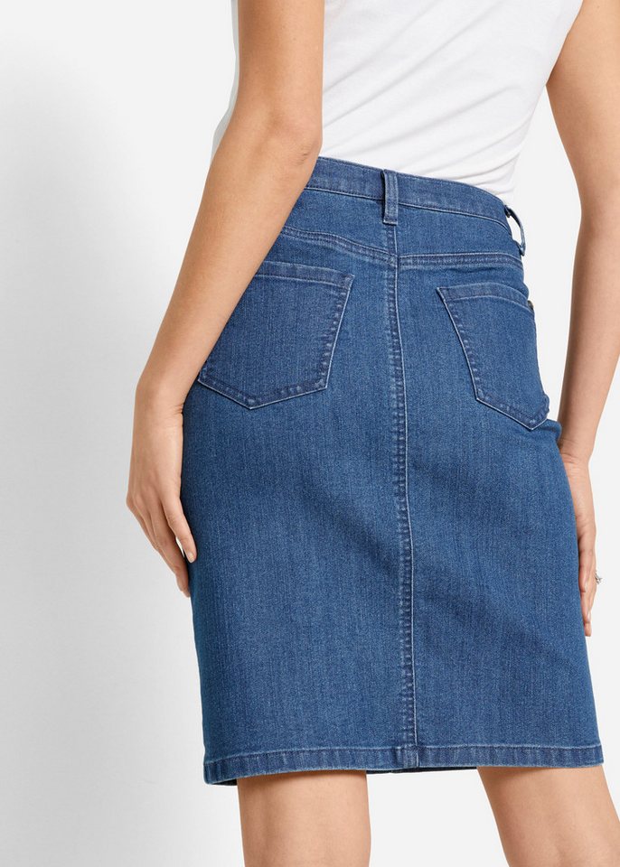 bonprix Jeansrock aus elastischem Material, körpernahe Passform, unifarben – Bild 3 von 5