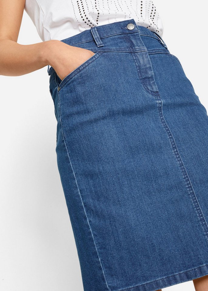 bonprix Jeansrock aus elastischem Material, körpernahe Passform, unifarben – Bild 4 von 5