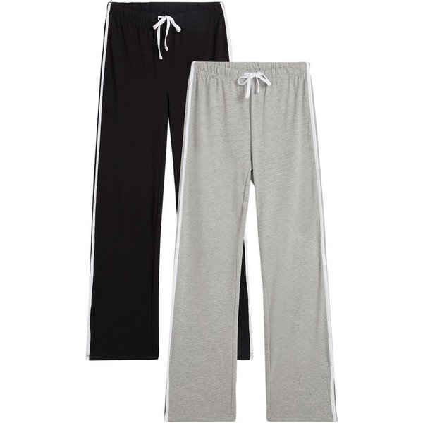 bonprix Jerseyhose (Packung, 2-tlg) Gummizugbund mit Bindeband, kontrastfarbiger Seitenstreifen