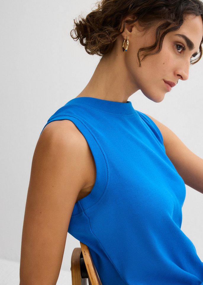 bonprix Jerseykleid aus Rippjersey, mit rundem geripptem Halsausschnitt, ohne Ärmel – Bild 3 von 5