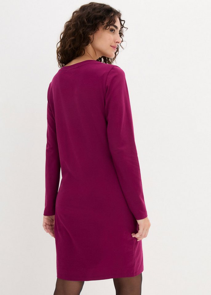 bonprix Jerseykleid (Packung, 2-tlg) für Alltag, schmale Passform, aus Baumwollmischung, kniefrei – Bild 2 von 5