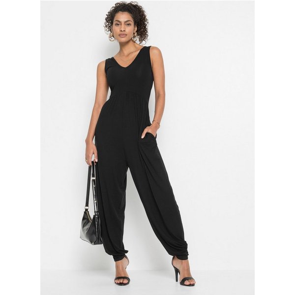 bonprix Jumpsuit bequeme Passform, ohne Ärmel, tiefer V-Ausschnitt